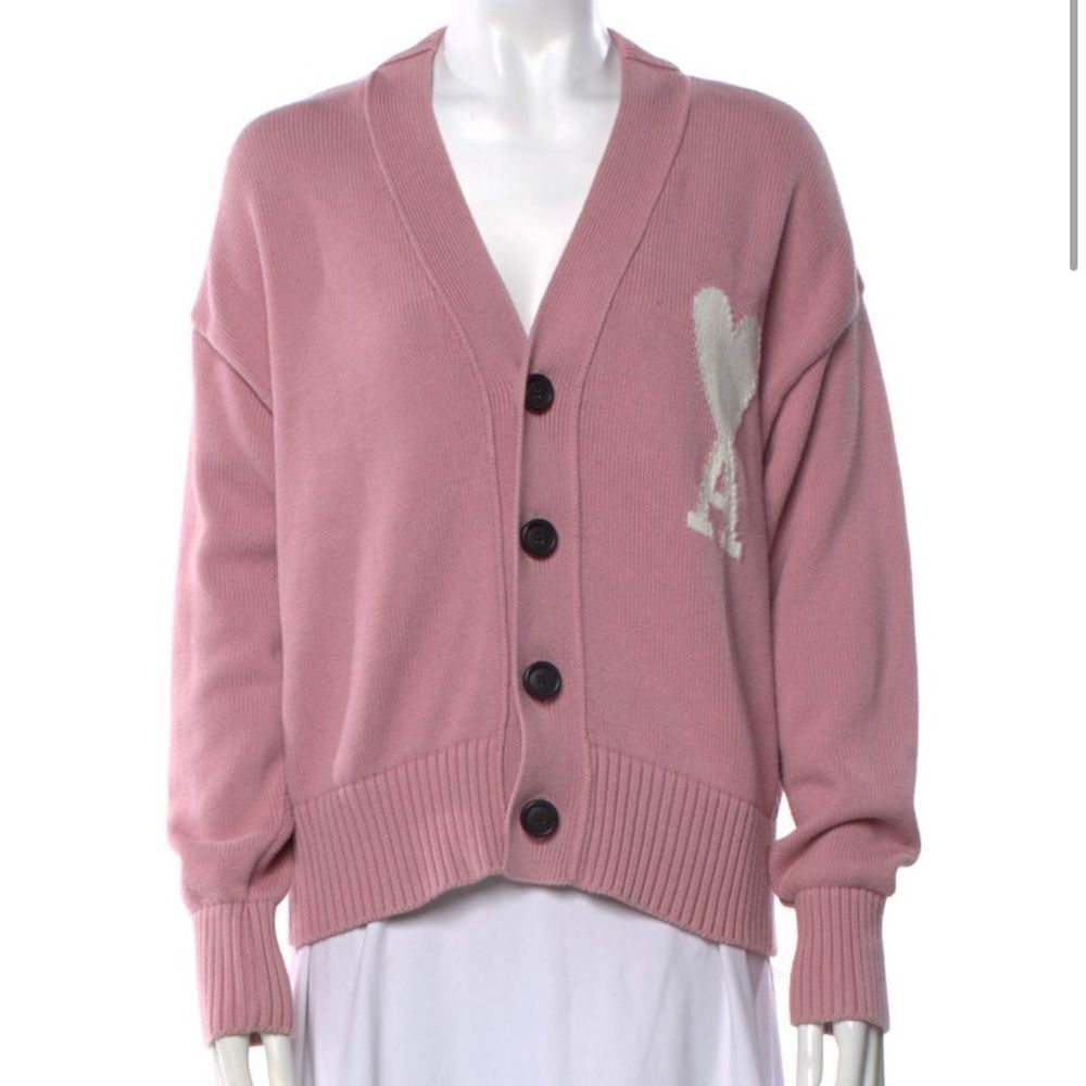 Ami Pink Cardigan Sweater